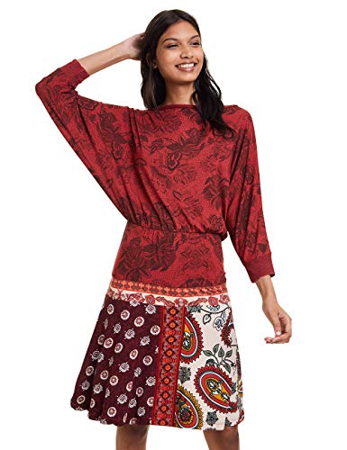 Desigual Dress Indira Vestido, Rojo (Borgoña 3007), M para Mujer
