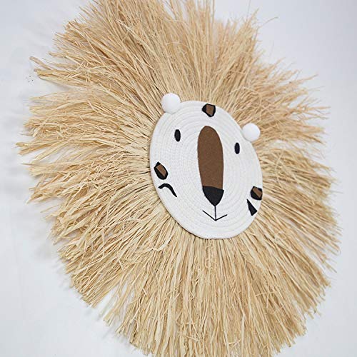 DFSDG Dibujos Animados de la Mano nórdica León de Dibujos Animados Decoraciones de algodón Hilo Tejido Animal Ornamento de la Cabeza de los niños Colgando de la Pared (Color : Style 1)