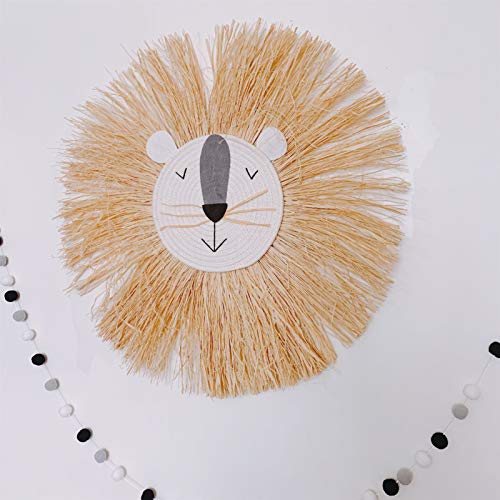 DFSDG Dibujos Animados de la Mano nórdica León de Dibujos Animados Decoraciones de algodón Hilo Tejido Animal Ornamento de la Cabeza de los niños Colgando de la Pared (Color : Style 1)