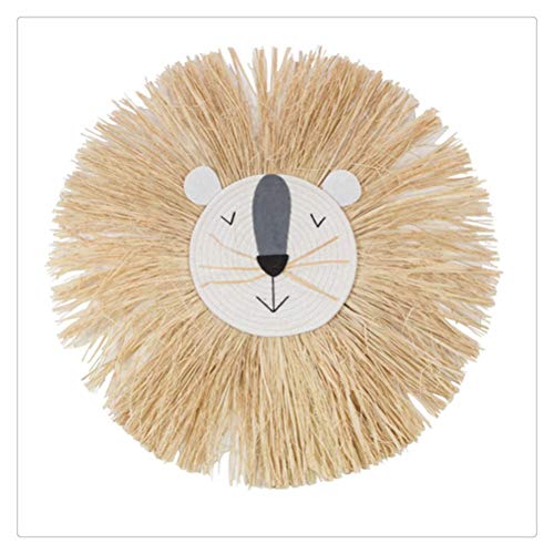 DFSDG Dibujos Animados de la Mano nórdica León de Dibujos Animados Decoraciones de algodón Hilo Tejido Animal Ornamento de la Cabeza de los niños Colgando de la Pared (Color : Style 1)