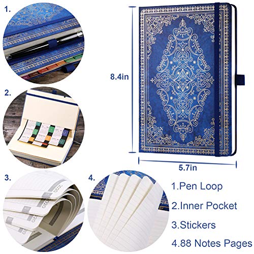 Diario 2021, diario 2021 Semana A5 para ver el diario desde enero de 2021 hasta diciembre de 2021, diario vintage con 88 páginas de notas y pegatinas, azul