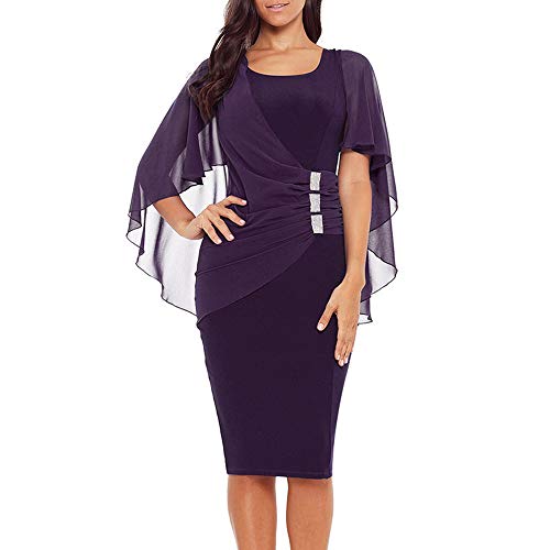 DISCOUNTL Vestido de gasa para mujer, talla grande, con volantes favorecedores, para negocios, para trabajo, bodycon, fiesta, lápiz, vestidos elegantes para mujer, fiesta de noche