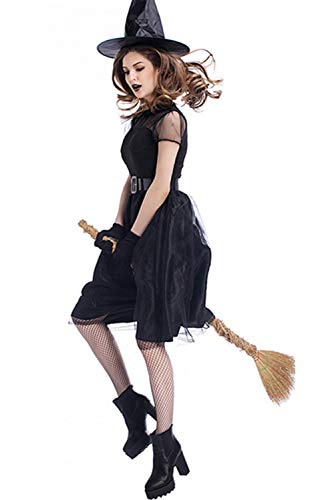 Disfraz de Halloween vestido de bruja Carnaval Wicca Stregatto disfraz cosplay vestido gótico Lolita vestido medieval para madre e hija Adulto 42 ES/2XL