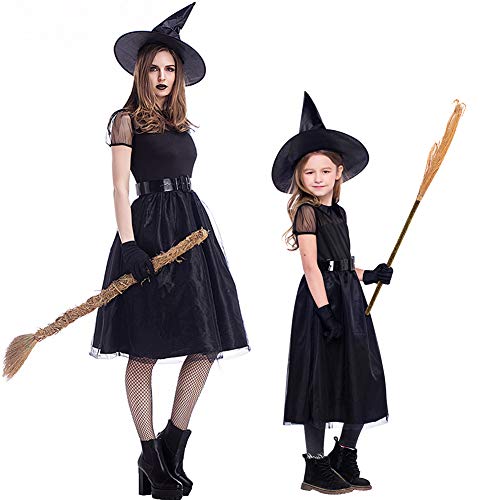 Disfraz de Halloween vestido de bruja Carnaval Wicca Stregatto disfraz cosplay vestido gótico Lolita vestido medieval para madre e hija Adulto 42 ES/2XL