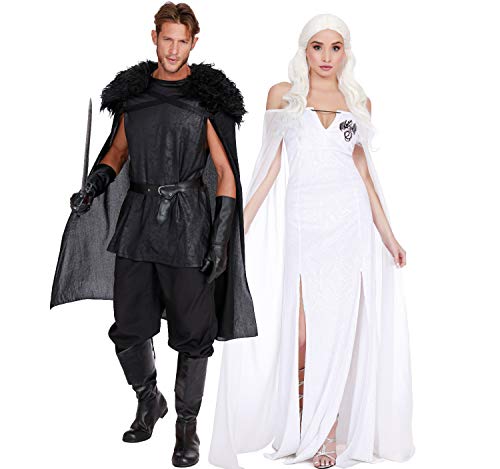 Disfraz medieval de Queen of Thrones para mujer, vestido de reina de dragón, color blanco, tallas S, M, L (S)