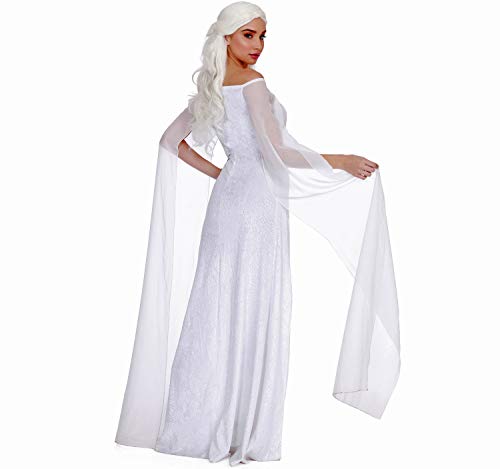 Disfraz medieval de Queen of Thrones para mujer, vestido de reina de dragón, color blanco, tallas S, M, L (S)