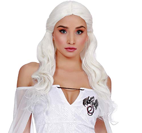 Disfraz medieval de Queen of Thrones para mujer, vestido de reina de dragón, color blanco, tallas S, M, L (S)