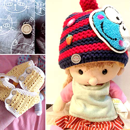 Disino 120 Piezas Botones De Madera Handmade with Love Botones Redondos con 2 Agujeros para DIY Arte Coser Ropa Zapatos Sombreros Niños y Adultos 15mm + 20mm + 25mm