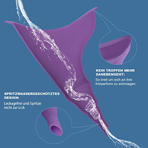 Dispositivo Urinario Femenino para Orinar de Pie Equipo de Urinación Orinal Portátil para Mujer Acampa Viaje Camping Senderismo Servicios Baños Sanitarios Públicos (Púrpura)