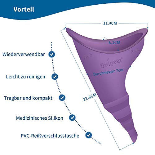 Dispositivo Urinario Femenino para Orinar de Pie Equipo de Urinación Orinal Portátil para Mujer Acampa Viaje Camping Senderismo Servicios Baños Sanitarios Públicos (Púrpura)