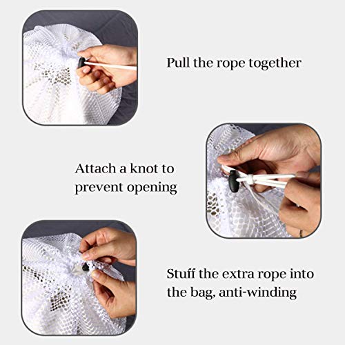 DoGeek Bolsas de Malla de Lavandería Bolsas de Lavado para Ropa Interior, Calcetines,Sujetadores, Camiseta，Ropa de Bebé (Blanco, 4 pcs)