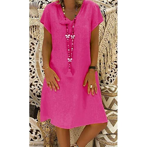 Dragon868 Trajes de baño Casual algodón de manga corta vestido de la camiseta para Mujeres los Rosado