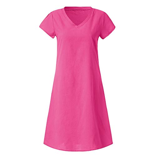Dragon868 Trajes de baño Casual algodón de manga corta vestido de la camiseta para Mujeres los Rosado
