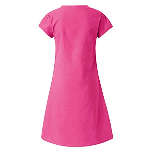 Dragon868 Trajes de baño Casual algodón de manga corta vestido de la camiseta para Mujeres los Rosado