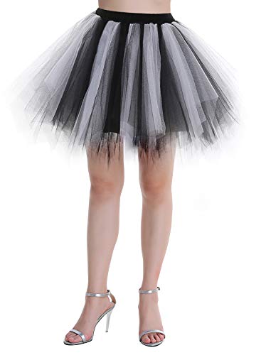 Dressystar Falda de tutú de tul para mujer de la década de los años 50 (15 colores), Todo el año, Asimétricos, Mujer, color negro, blanco, tamaño 44