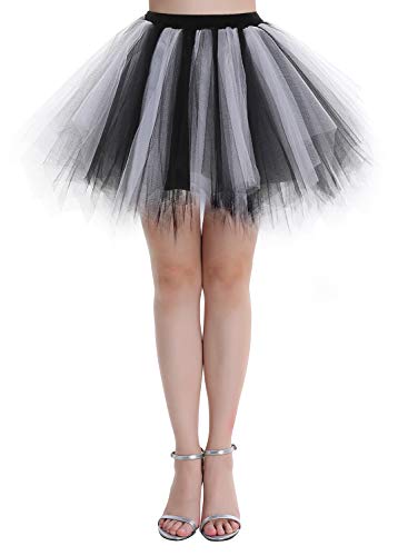 Dressystar Falda de tutú de tul para mujer de la década de los años 50 (15 colores), Todo el año, Asimétricos, Mujer, color negro, blanco, tamaño 44