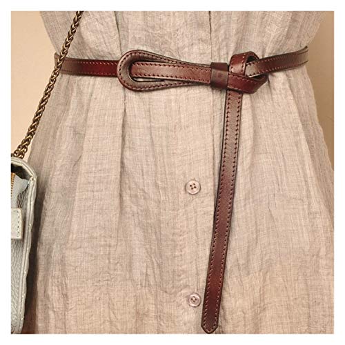 DSJTCH Cinturón de diseñador de Moda Cintura de Mujer Cinturón de Cuero Genuino Largo Easy Wear Accesorios Cintura 2020 (Belt Length : 110 x 1.5 cm, Color : Camel Belt)