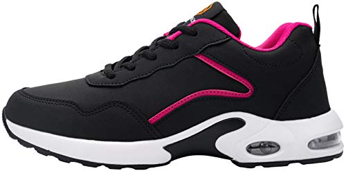 DYKHMILY Zapatillas de Seguridad Mujer Ligero Zapatos de Trabajo con Punta de Acero Comodo Respirable Reflectante Calzado de Seguridad(Negro Rosa,39EU