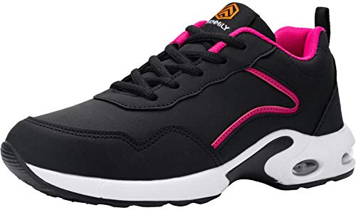 DYKHMILY Zapatillas de Seguridad Mujer Ligero Zapatos de Trabajo con Punta de Acero Comodo Respirable Reflectante Calzado de Seguridad(Negro Rosa,39EU
