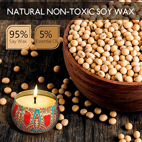 Enibon Velas Aromaticas de Regalo 5,3oz*4, 35-40 Horas Tiempo de Combustion, Velas Perfumadas 100% Cera de Soja Natural Aliviar Estrés, Regalos Originales Mujer para Cumpleaños, Día de Madre