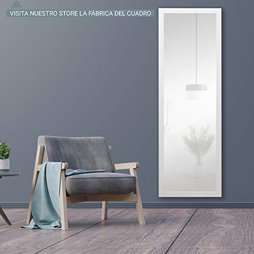 Espejo de Pared en Madera, Fabricado en España | Varios Tamaños y Colores | Ideal para Salón, Recibidor, Vestidor, Dormitorio y Baño. (397 Blanco, 57x157 cm)
