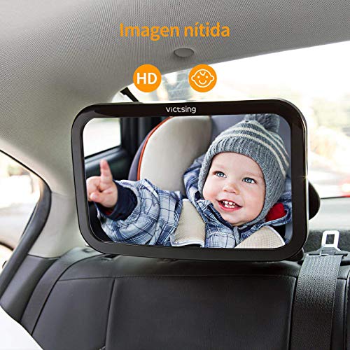 Espejo Retrovisor Coche de VicTsing para Vigilar al Bebé en el Coche, 360° Ajustable Irrompible Interior Espejo Coche Bebé, para Los Asientos de Niños Orientados Hacia Atrás,100% Inastillable