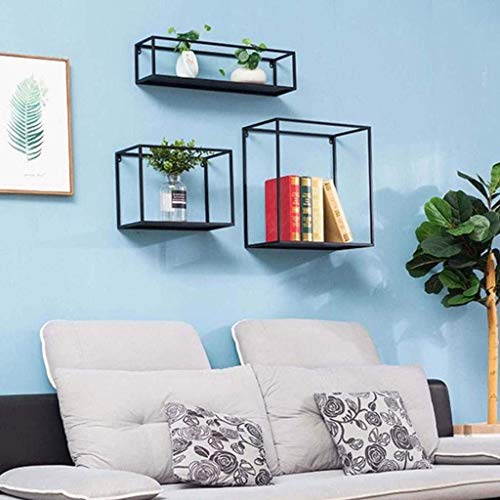 Estantes flotantes, estantería de pared rasguños colgados de estantes flotantes, cubos de pared de metal cubos de pared camisa colgante rodamiento de libros negro, conjunto de 3 kyman