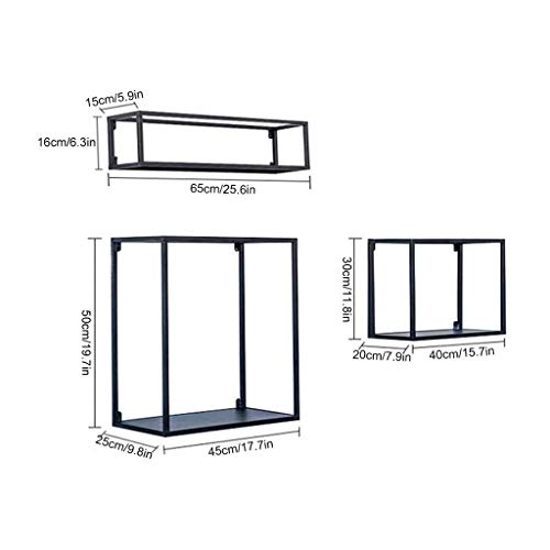 Estantes flotantes, estantería de pared rasguños colgados de estantes flotantes, cubos de pared de metal cubos de pared camisa colgante rodamiento de libros negro, conjunto de 3 kyman