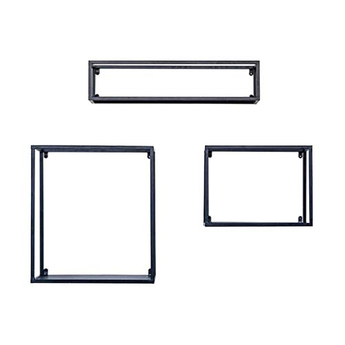 Estantes flotantes, estantería de pared rasguños colgados de estantes flotantes, cubos de pared de metal cubos de pared camisa colgante rodamiento de libros negro, conjunto de 3 kyman