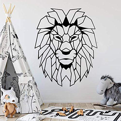 Etiqueta De La Pared Cabeza De León Geométrica Calcomanía De Pared Habitación De Los Niños Decoración De Dormitorio De Dibujos Animados 40X32 Cm
