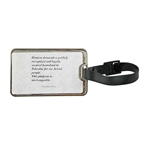 Etiqueta de metal para equipaje con sionismo que requiere una patria reconocida y legalmente garantizada para el pueblo judío en África. Esta plataforma es inalterable.