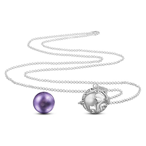 Eudora Harmony Ball Colgantes Lindo Elefante Mujer Llamador de Angeles Embarazada, Collar de Elefante Afortunado de plata Carillón Música Cadena con Colgante de Bola Relicarios de la Campana de Regalo