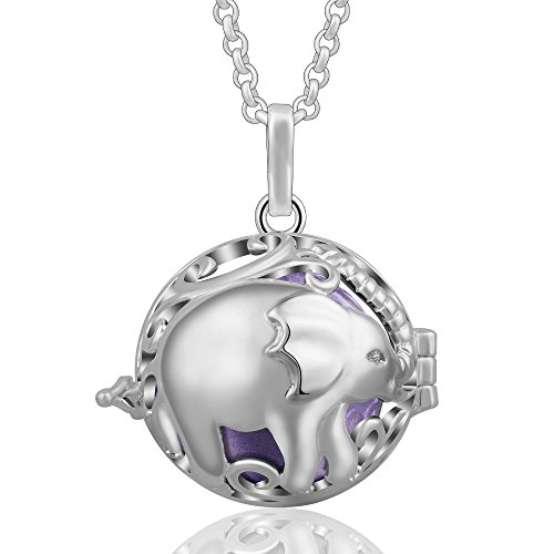 Eudora Harmony Ball Colgantes Lindo Elefante Mujer Llamador de Angeles Embarazada, Collar de Elefante Afortunado de plata Carillón Música Cadena con Colgante de Bola Relicarios de la Campana de Regalo