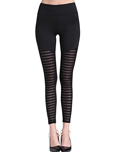 Everbellus Cintura Alta Leggings Deporte Negro Pantalones Yoga para Mujeres Nero Large