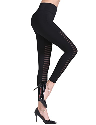 Everbellus Cintura Alta Leggings Deporte Negro Pantalones Yoga para Mujeres Nero Large