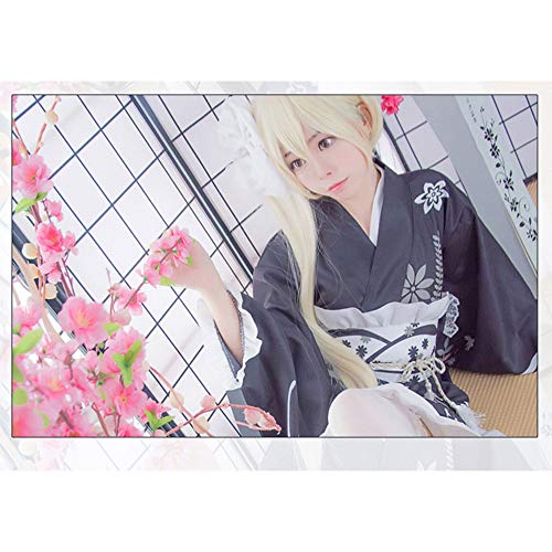 fagginakss Mujer Disfraz de Loli Japonés Diseño de Flores Anime Cosplay Lolita Halloween Carnaval Tradicional Japonesa Kimono,Negro