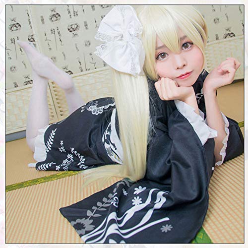 fagginakss Mujer Disfraz de Loli Japonés Diseño de Flores Anime Cosplay Lolita Halloween Carnaval Tradicional Japonesa Kimono,Negro