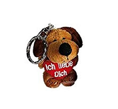 Familienkalender Llavero con texto en alemán "Ich liebe Dich" de peluche con corazón rojo en la mano | amor | regalo | Smile | Kiss | Corazón | Decoración | Corazón | Perro