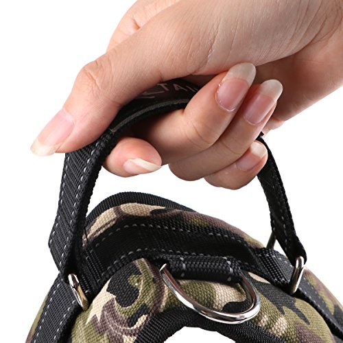 FancyWhoop Perros Pecho de Arnés Mascotas Reflectante Antitranspirante Acolchado Dog Vest Harness Ajustable Arnes Seguridad Chaleco Cabestro-Camouflage Green-L