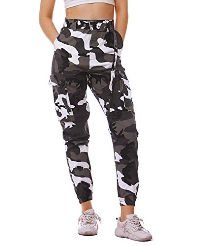 Pantalones Mujer Cintura Alta Pantalon De Camuflaje Chándal Hip Hop Punk Rock Casuales Tumblr Streetwear Sin Cinturón Moda 2019 Yvelands | lagear.com.ar