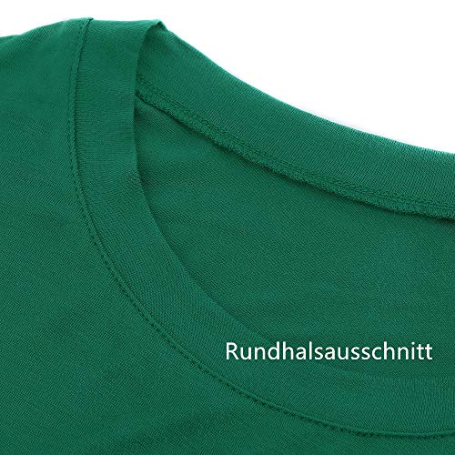 FARCHAT Vestidos Mujer Suelto Casual de la Camiseta Cuello Redondo Vestido Ejercito Verde L