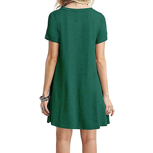 FARCHAT Vestidos Mujer Suelto Casual de la Camiseta Cuello Redondo Vestido Ejercito Verde L
