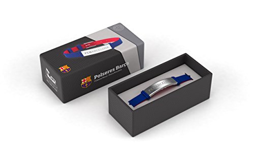 FCB Pulsera Fashion Azul, Pulsera ajustable de silicona y acero inoxidable Fútbol Club Barcelona, Producto Oficial