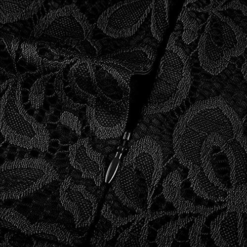 FEOYA Vestido corto de cóctel para mujer, elegante, para bodas, verano, hasta la rodilla, 5 colores, tallas 38-50 Negro 48/50 EU/etiqueta 3XL