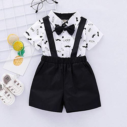 fgsdd Infant Baby Boys Gentleman Barba Pelele con tirantes y pantalones cortos Conjunto de ropa