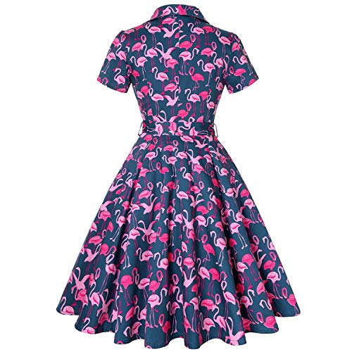 FightLY Vestido de túnica 2020 de manga corta para mujer, estilo rockabilly, vestidos, estilo rockabilly, para negocios, casual, para uso diario -  -  X-Large