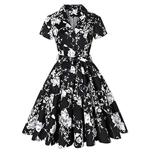 FightLY Vestido de túnica 2020 de manga corta para mujer, estilo rockabilly, vestidos, estilo rockabilly, para negocios, casual, para uso diario -  -  X-Large