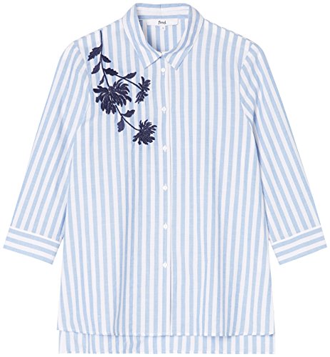 find. Camisa de Rayas con Bordado para Mujer , Azul (Blue/White), 38 (Talla del Fabricante: Small)