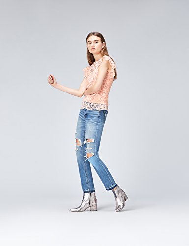 find. Top de Encaje de Manga Corta para Mujer , Rosa (Blush), 36 (Talla del Fabricante: X-Small)