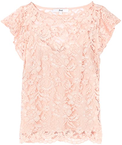 find. Top de Encaje de Manga Corta para Mujer , Rosa (Blush), 36 (Talla del Fabricante: X-Small)